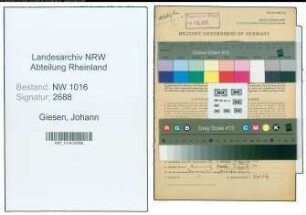 Entnazifizierung Johann Giesen , geb. 20.11.1895 (Dachdeckergehilfe)