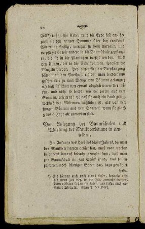 Von Anlegung der Baumschulen und Wartung der Maulbeerbäume in denselben.