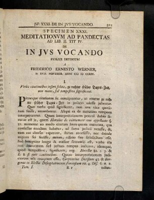 313-334, Ad Lib. II. D. Tit. IV. De In Jus Vocando