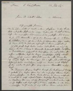 Brief an B. Schott's Söhne : 24.07.1895