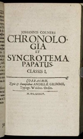Classis I. De Romanae Ecclesiae Capite