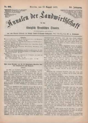 No. 66. Berlin, den 17. August 1872. XII. Jahrgang.