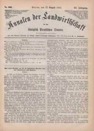 No. 66. Berlin, den 17. August 1872. XII. Jahrgang.