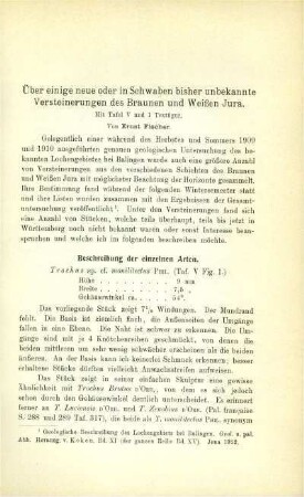 Über einige neue oder in Schwaben bisher unbekannte Versteinerungen des Braunen und Weißen Jura
