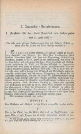 I. Baupolizei-Verordnungen.
