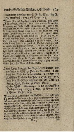 Tagebuch der Reise durch verschiedene Provinzen des Russischen Reichs in den Jahren 1768 und 1769. T.1.