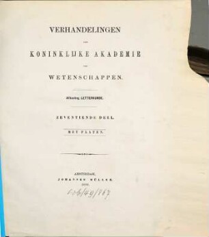 Verhandelingen der Koninklijke Akademie van Wetenschappen te Amsterdam, Afdeeling Letterkunde. 17. 1888