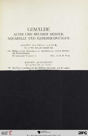 Gemälde alter und neuerer Meister, Aquarelle und Handzeichnungen (Nr.156-231a)