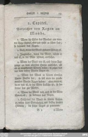 2. Capitel. Vorzeichen vom Regen am Monde.