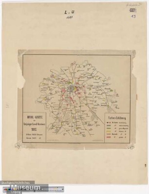 Wahl-Karte des Leipziger Land-Kreises 1887.