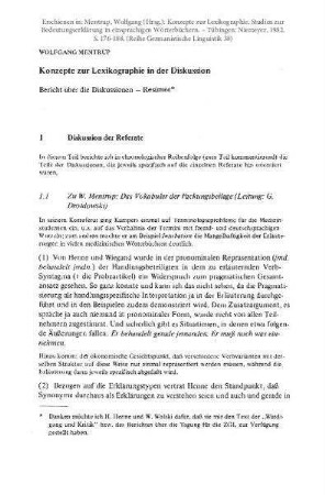 Konzepte zur Lexikographie in der Diskussion. Bericht über die Diskussion - Resümee