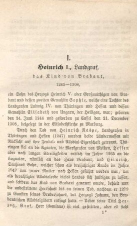 I.Heinrich I., Landgraf, das Kind von Brabant, 1265-1308