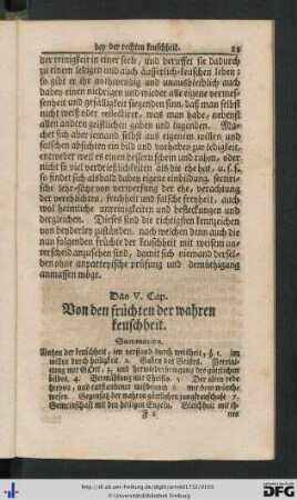 V. Von den früchten der wahren keuschheit.