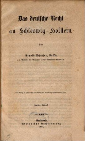 Das deutsche Recht an Schleswig-Holstein