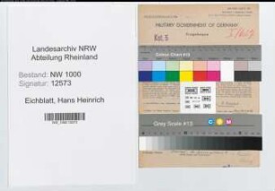 Entnazifizierung Hans Heinrich Eichblatt, geb. 19.09.1905 (Postoberrat)