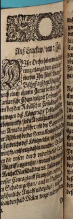 Kurtze vnd doch warhaffte Relation Der ansehenlichen Victori : Die Königl. Polnische Armada, wider die Tartarische vnd Cosackische Macht den 28. vnd 29. Junij in disem 1651. Jahr glücklichen erhalten ; [Auß Crackaw, vom 7. Julij]