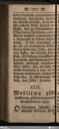 XXXI. [XXIX.] Modlitwa pschi wołtarju, pschi wużiwanju Krystussoweho cżjela