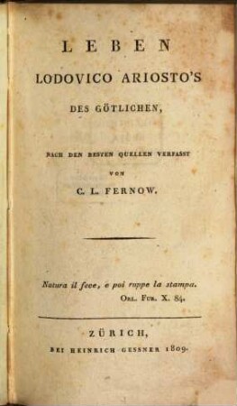 Leben Lodovico Ariosto's des Götlichen