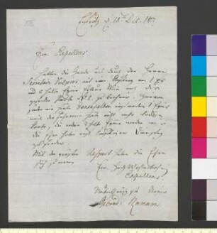 Brief von Ramann, Gebrüder an Goethe, Johann Wolfgang von