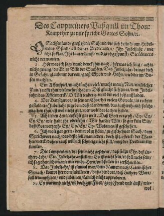 Deß Cappuciners Paßquill/ im Thon: Kompt her zu mir spricht Gottes Sohn/ [et]c.