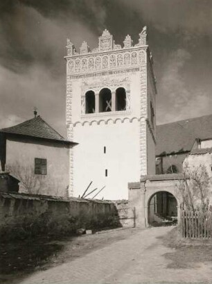 Kežmarok. Glockenturm (16. Jh.) der katholischen Kirche