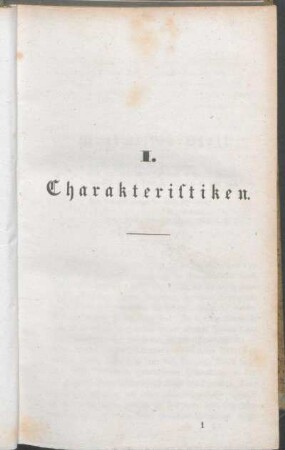 I. Charakteristiken.