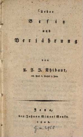 Ueber Besitz und Verjährung