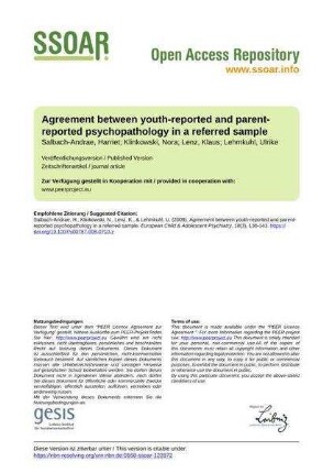 Agreement between youth-reported and parent-reported psychopathology in a referred sample