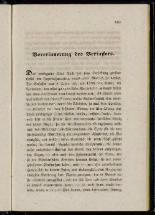 Vorerinnerung des Verfassers.