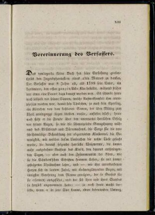 Vorerinnerung des Verfassers.