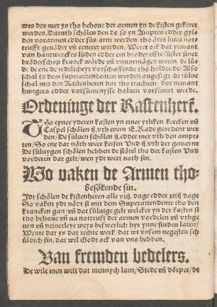 Ordeninge der Kastenheren.