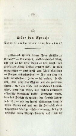 10. Ueber den Spruch: Nemo ante mortem beatus!