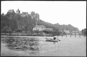 Leisnig. Schloss Mildenstein mit Mulde und Ruderkahn