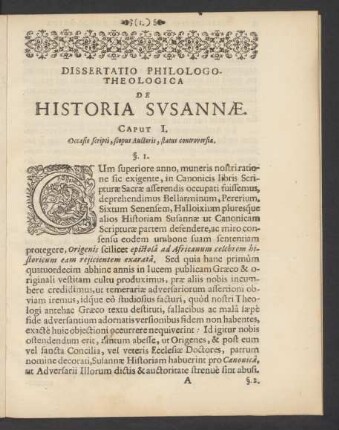 Dissertatio Philologo-Theologica De Historia Susannae.