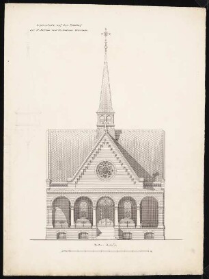 Leichenhalle der St. Markus-und-Andreas-Gemeinde, Berlin-Lichtenberg: Aufriss Vorderseite