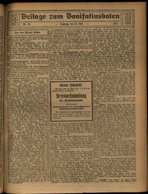 Zweite Ausgabe vom Sonntag, den 29. Mai 1927.