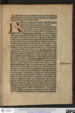 Sermo doctoralis summe devotus ac fructuosus in die parasceves de passione domini cum quattuor evangelistarum concordantia incipit feliciter.