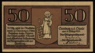 50 (Pfennig) der Stadt Camburg
