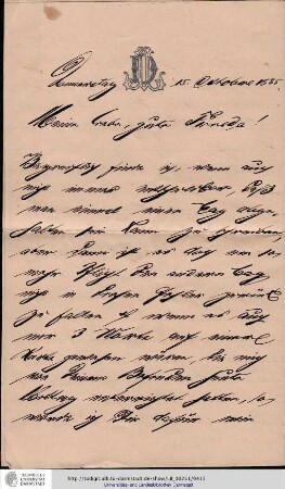 Brief vom 15.10.1885