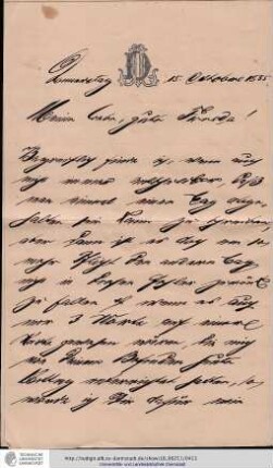 Brief vom 15.10.1885