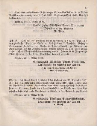24. Ministerial-Bekanntmachung, den Wechsel in der Hauptagentur der Magdeburger Lebens-Versicherungs-Gesellschaft betreffend