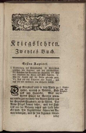 Erstes Kapitel. I. Eintheilung des Kriegsvolkes ...