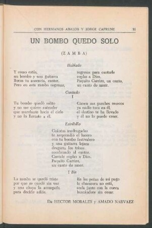 Un bombo quedó sólo : (Zamba)