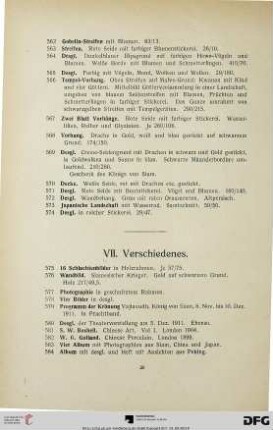 VII. Verschiedenes (Nr. 575-593)