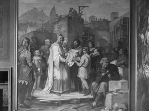 "Vaterländische Geschichtsgalerie": Ludwig der Kehlheimer vollendet die Befestigung von Landshut, im Jahre 1204