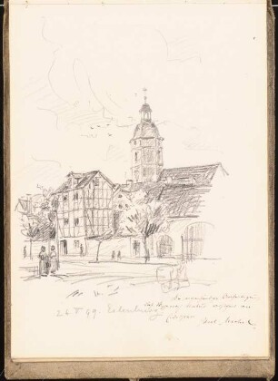Skizzenbuch 1899: Straße in Eilenburg, perspektivische Ansicht