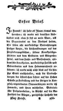 1. Gegenstand und Absichten dieser medizinischen Briefen.