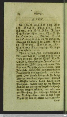 § XXIV. Serenissimi D. Electoris Caroli Theodori Ordinatio supremae appellationum curiae de anno 1769. Cum notis