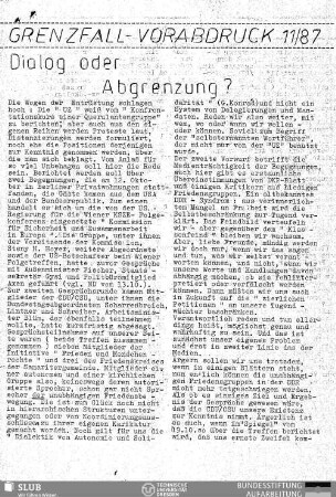 Dialog oder Abgrenzung?