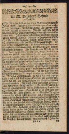An M. Bernhard Schmid zu Dreßden.